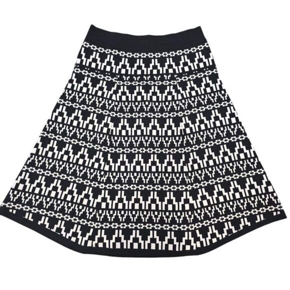 PANIZ -1935 A-line‎ Geometric Aztec Pattern Knit Skirt Medium